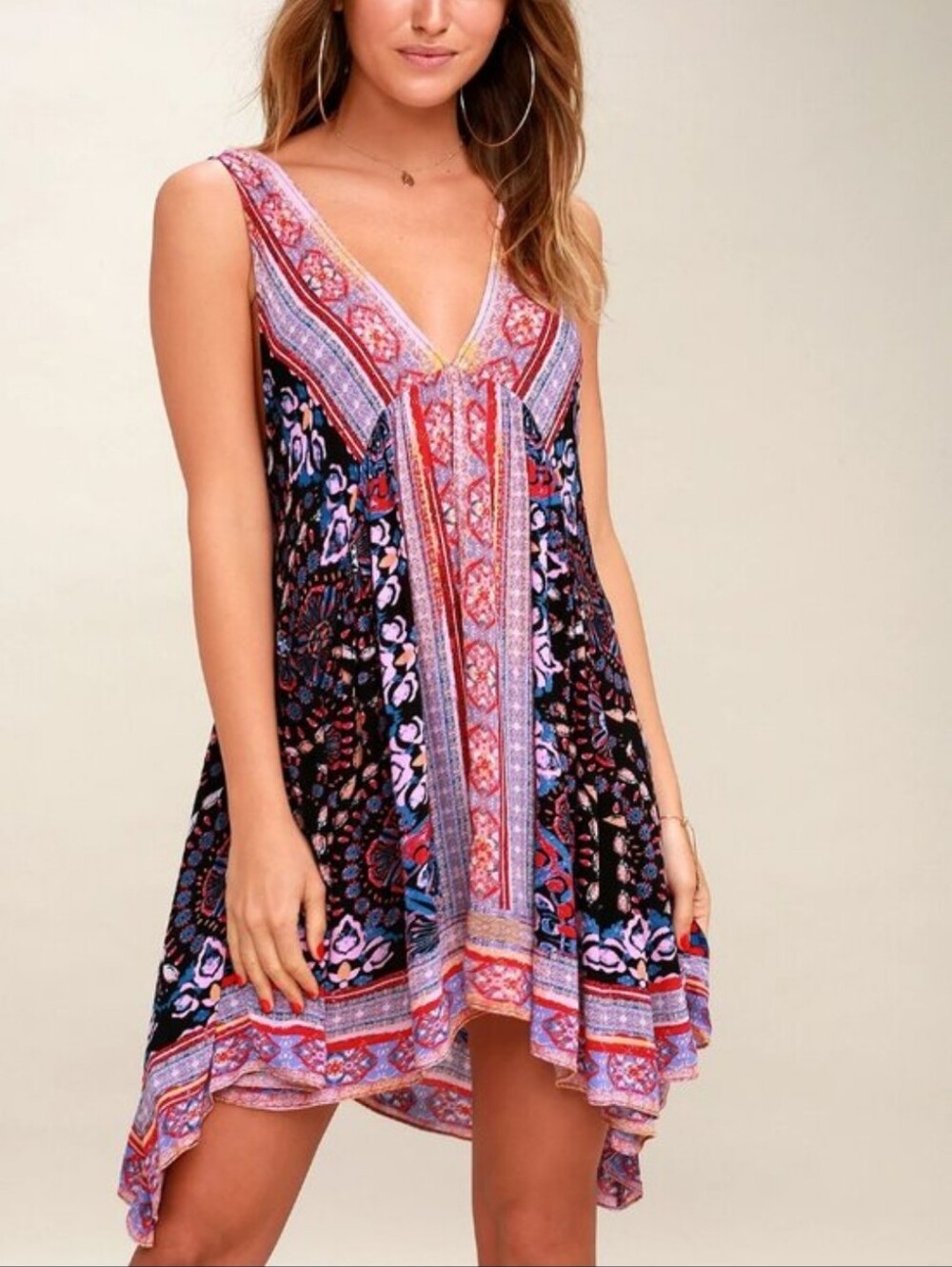 Free People Gypsy Trapeze Slip Dress XS Oversize Swing Fairycore Boho Mini